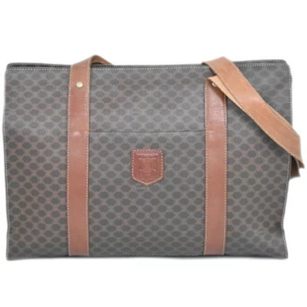 Celine Macadam Shoulder Bag Tote Brown